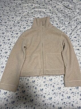 NWT H&M Cream Teddy Sherpa Zip Jacket Size XS